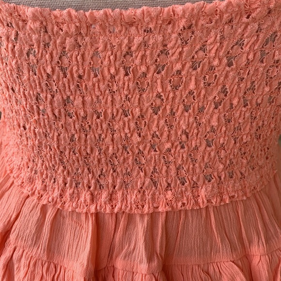 Zenana Coral Orange Peach Babydoll Lace Appliqué Ruffle Tier Cami Top NWT - Picture 9 of 15